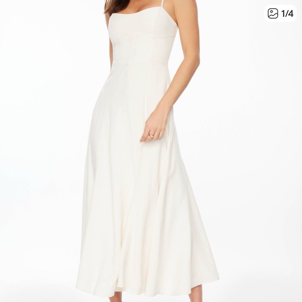 Elegant Cream Spaghetti Strap Dress